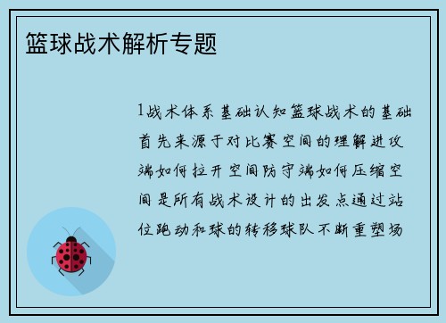 篮球战术解析专题